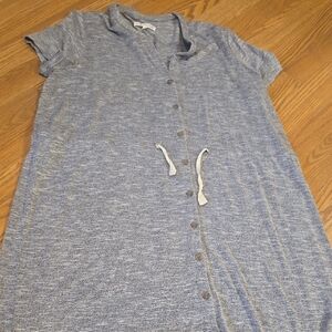 Elegant Heather Blue Button-Up Dress